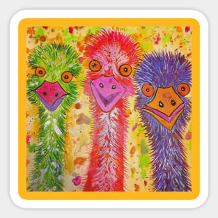 Three Colourful Emus Sticker